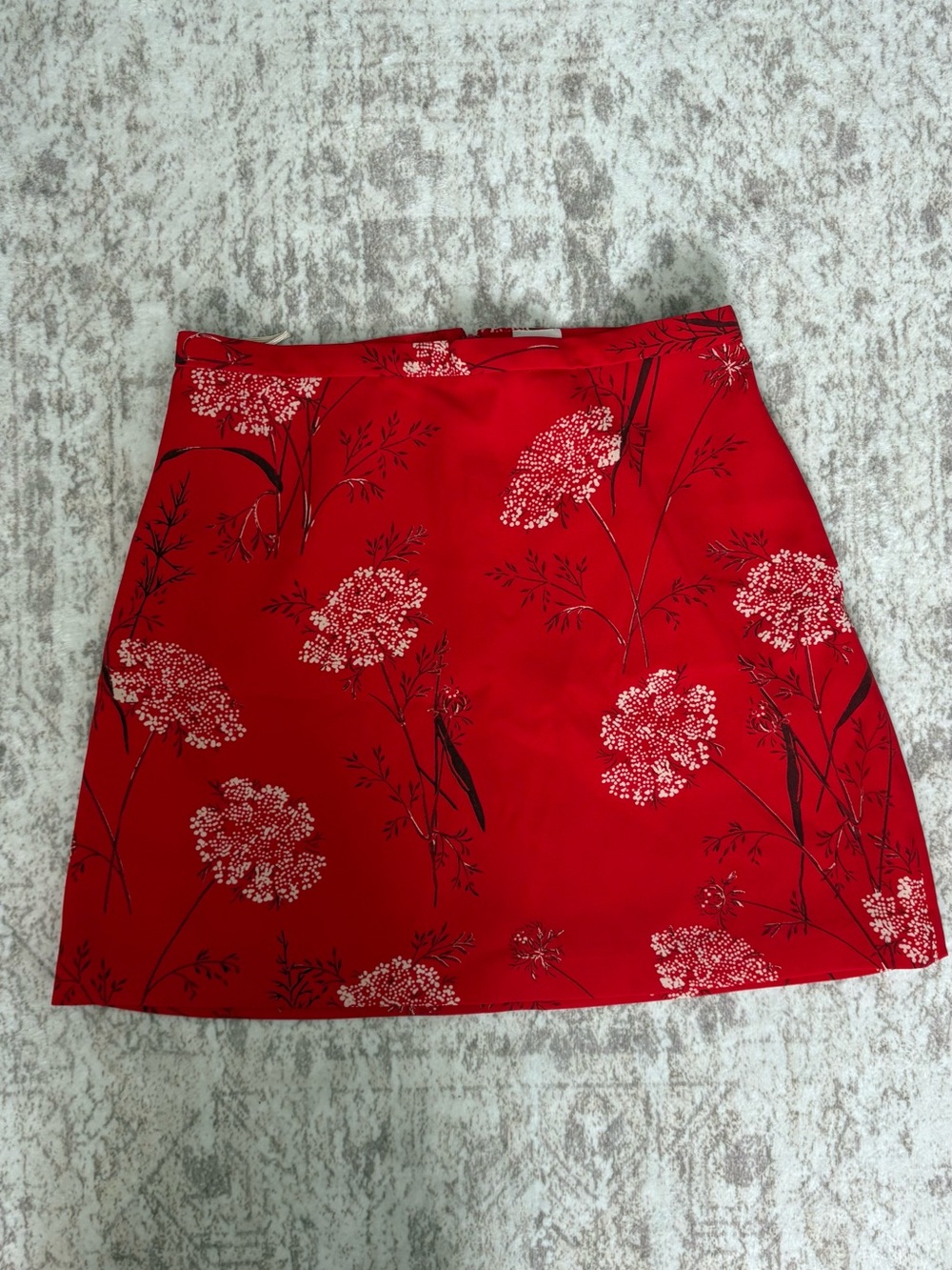 Wilfred Red Floral A-Line Skirt with White Blossoms